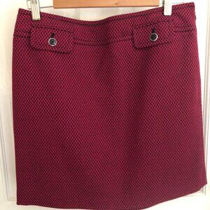 LOFT Classic Magenta / Black Houndstooth Knee-length Skirt 10 Petite